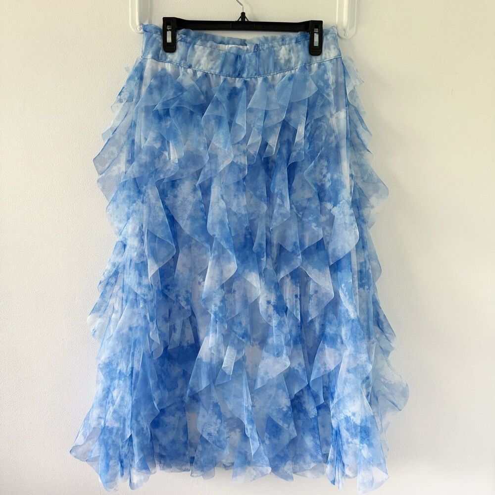 Fairycore Coquette Soft Romantic Tie Dye Ruffled Elastic Waist Tiered Skirt Med - Picture 8 of 15